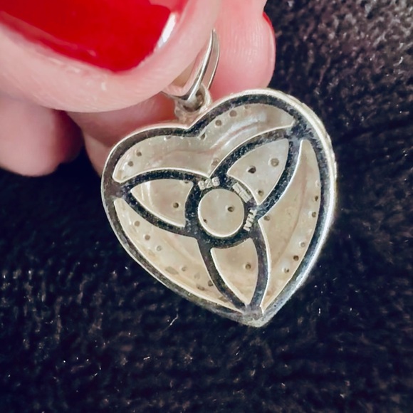 Sterling Silver 925 Heart Pendant – Pave CZ & Filigree Back makers mark Thai - Picture 6 of 7